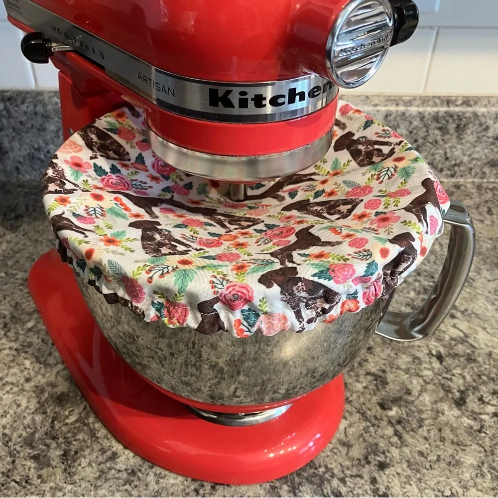 German Shorthaired Pointer Dog Floral Fabric Stand Mixer Mixing Bowl Cover 8-10”